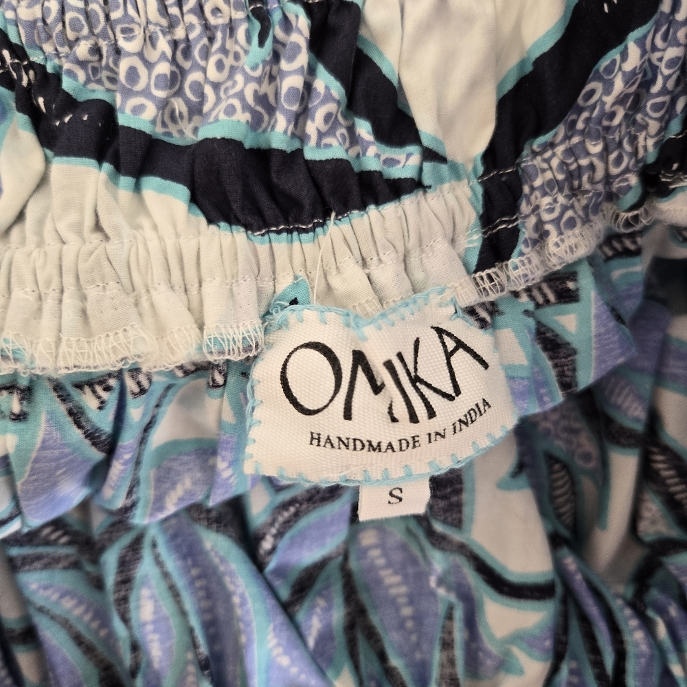 Omika Floral White Blue Boho Rosalita Maxi Skirt, S - Picture 10 of 11